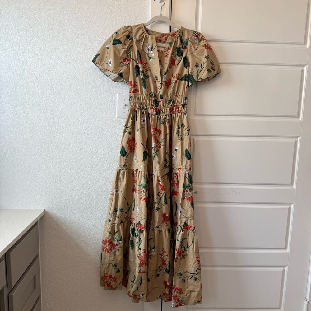 Anthro Somerset Khaki Floral Dress - Picture 4 of 7